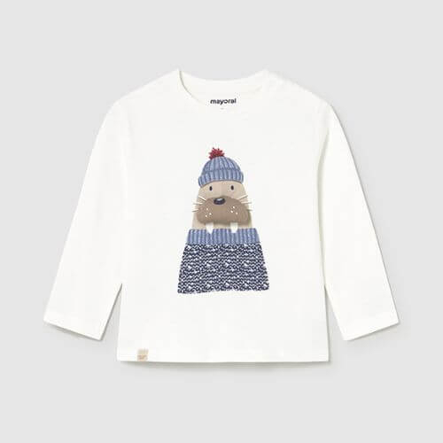 Bluza cu maneca lunga pentru baieti Mayoral, Alb – 2070-065