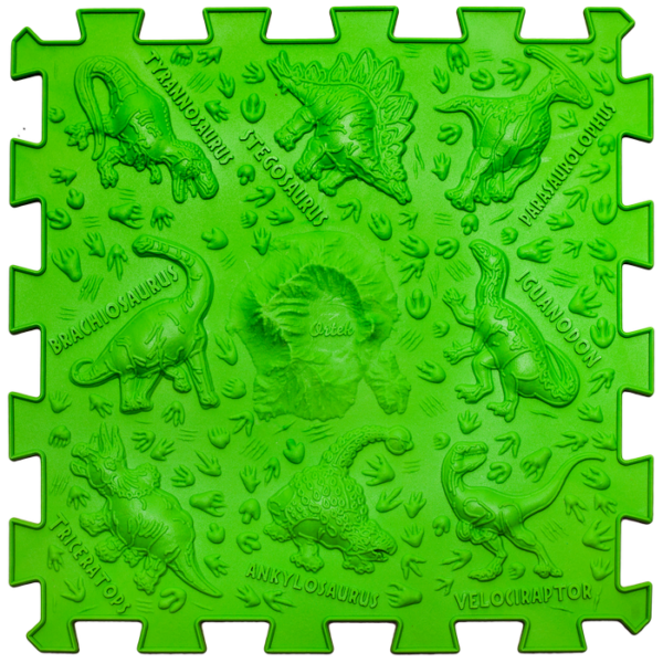 Covoras ortopedic pentru masaj Ortek Dinozauri Puzzle-uri 12 elemente + 8 triunghiuri