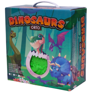 Covoras ortopedic pentru masaj Ortek Dinozauri Puzzle-uri 12 elemente + 8 triunghiuri