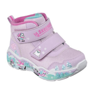 Ghete copii fete din material sintetic, imblanite, Skechers, Roz – 303163N-LVMT