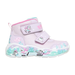 Ghete copii fete din material sintetic, imblanite, Skechers, Roz – 303163N-LVMT
