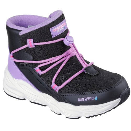 Ghete copii fete Waterproof din material sintetic Skechers, Negru – 303492_BKMT