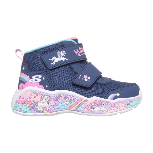 Ghete copii fete din material sintetic, imblanite, Skechers, Albastru – 303163N-NVMT