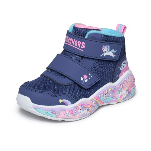 Ghete copii fete din material sintetic, imblanite, Skechers, Albastru – 303163N-NVMT