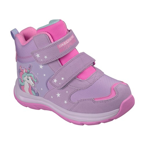 Ghete copii fete din material sintetic, imblanite, Skechers, Roz Lila – 303490L-PMLT
