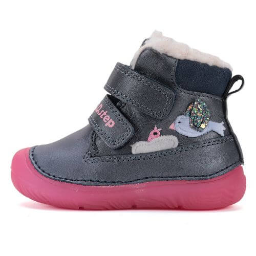 Ghete copii fete din piele imblanite DD Step, Albastru – W082-52314