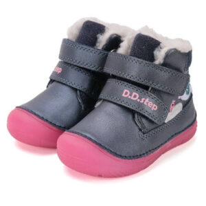 Ghete copii fete din piele imblanite DD Step, Albastru – W082-52314