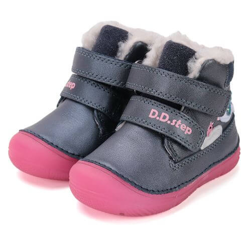 Ghete copii fete din piele imblanite DD Step, Albastru – W082-52314