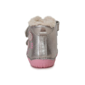 Ghete copii fete din piele imblanite DD Step, Argintiu Roz – W070-337C
