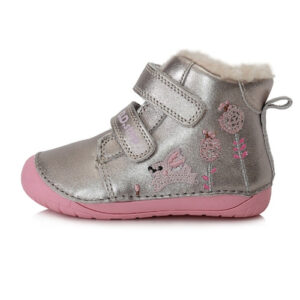 Ghete copii fete din piele imblanite DD Step, Argintiu Roz – W070-337C