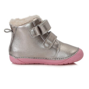 Ghete copii fete din piele imblanite DD Step, Argintiu Roz – W070-337C