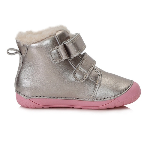 Ghete copii fete din piele imblanite DD Step, Argintiu Roz – W070-337C