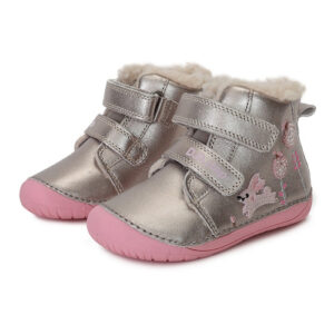 Ghete copii fete din piele imblanite DD Step, Argintiu Roz – W070-337C
