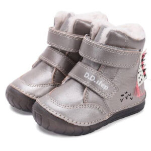 Ghete copii fete din piele imblanite DD Step, Argintiu – W029-52766