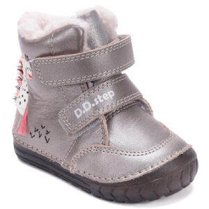 Ghete copii fete din piele imblanite DD Step, Argintiu – W029-52766