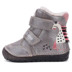 Ghete copii fete din piele imblanite DD Step, Argintiu – W029-52766