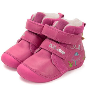 Ghete copii fete din piele imblanite DD Step, Roz – W015-52997A