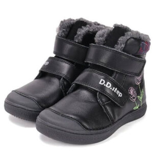 Ghete copii fete din piele imblanite DD Step, Negru – W049-52654A