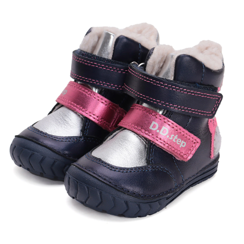 Ghete copii fete din piele imblanite DD Step, Albastru – W029-42392