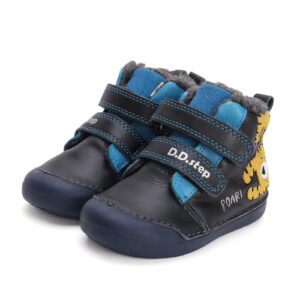 Ghete copii baieti din piele imblanite DD Step, Albastru – W066-42218
