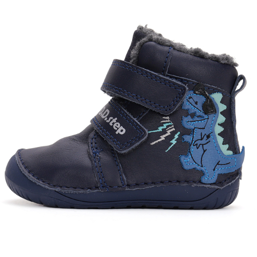 Ghete copii baieti Barefoot din piele imblanite DD Step, Albastru – W070-42838