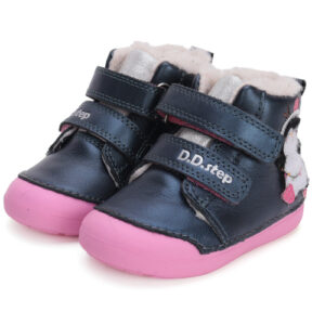 Ghete copii fete din piele imblanite DD Step, Albastru – W066-42268