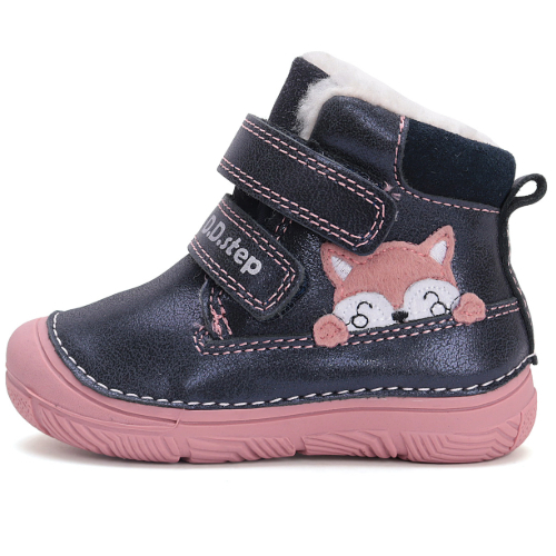 Ghete copii fete din piele imblanite DD Step, Albastru – W082-42774