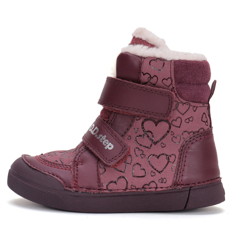 Ghete copii fete din piele imblanite DD Step, Roz – W068-42589