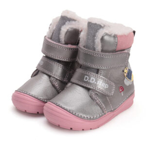 Ghete copii fete din piele imblanite DD Step, Argintiu – W071-42233A