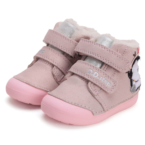 Ghete copii fete din piele imblanite DD Step, Roz – W066-42268A