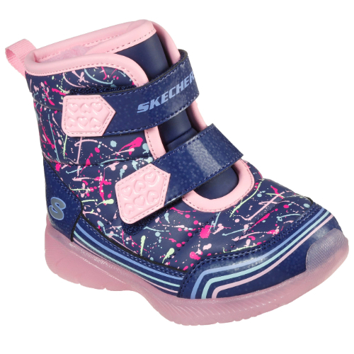 Ghete copii fete cu LED din material sintetic Skechers, Albastru – 302653_NVMT