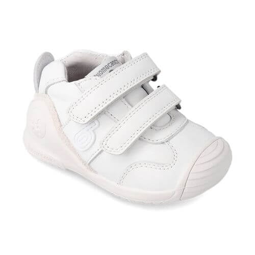 Pantofi copii baieti din piele Biomecanics, Alb – 221001-C050