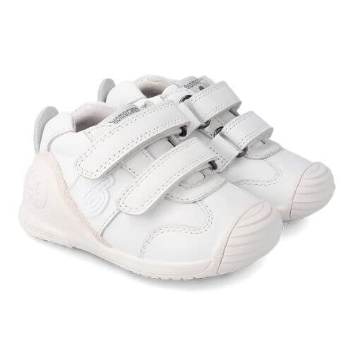Pantofi copii baieti din piele Biomecanics, Alb – 221001-C050