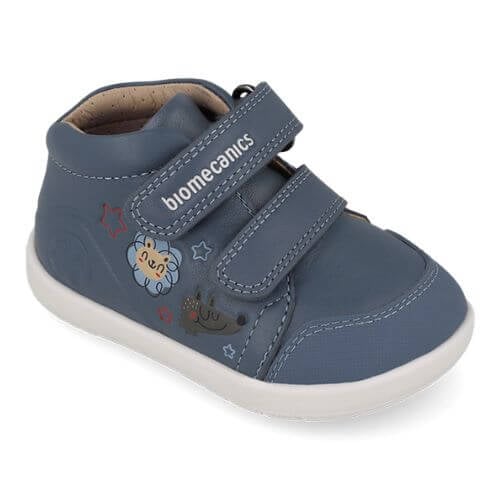 Pantofi copii baieti din piele cu calapod lat, Albastru, Biomecanics – 261153-B556