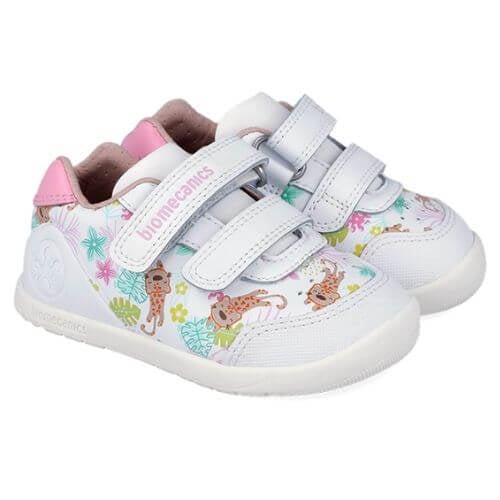 Pantofi copii fete calapod lat din piele Biomecanics, Alb – 262156-A050