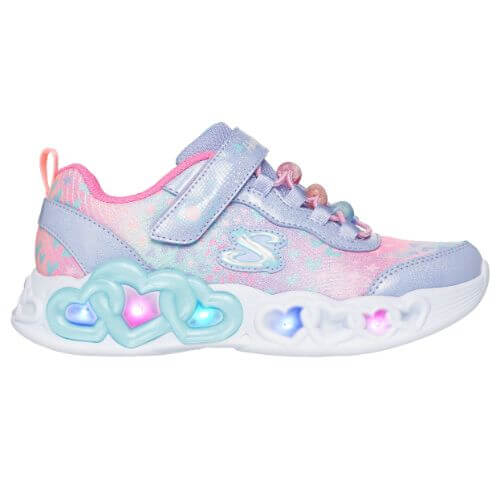 Pantofi copii fete cu LED din textil Skechers, Mov – 303261-LVMT