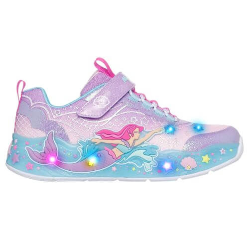 Pantofi copii fete cu LED din textil Skechers, Mov – 303060-LVMT