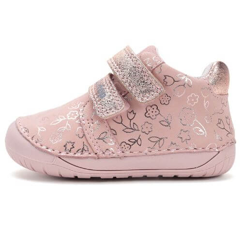 Pantofi copii fete din piele Barefoot DD Step, Roz – S070-52724