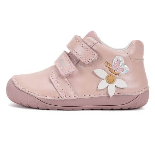 Pantofi copii fete din piele Barefoot DD Step, Roz – S070-52656