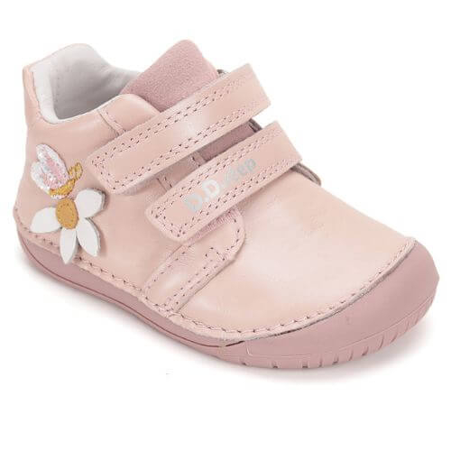 Pantofi copii fete din piele Barefoot DD Step, Roz – S070-52656