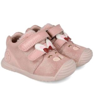 Pantofi copii fete din piele Biomecanics, Roz – 251107-A193