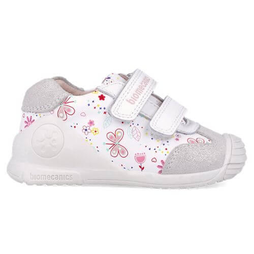 Pantofi copii fete din piele Biomecanics, Alb – 252100-B050