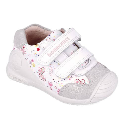 Pantofi copii fete din piele Biomecanics, Alb – 252100-B050
