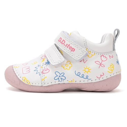 Pantofi copii fete din piele DD Step, Alb – S015-61675