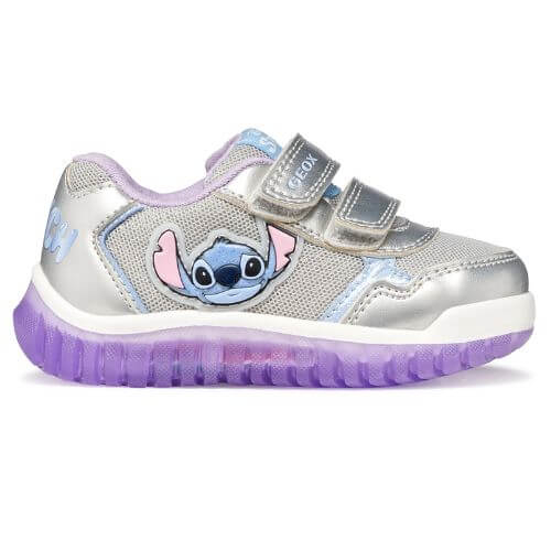 Pantofi copii fete Stitch cu LED Geox, Gri – B6561C-0AJAS-C1316