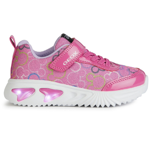 Pantofi copii fete Minnie Mouse cu LED din textil Geox, Roz – J45E9D_09LHH_C8238