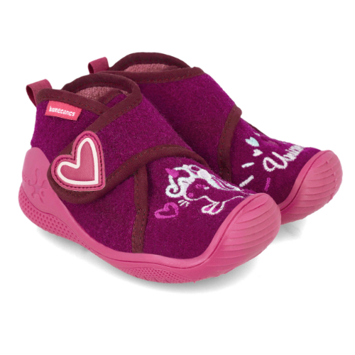 Pantofiori de interior copii fete din textil Biomecanics, Visiniu – 241151-C794