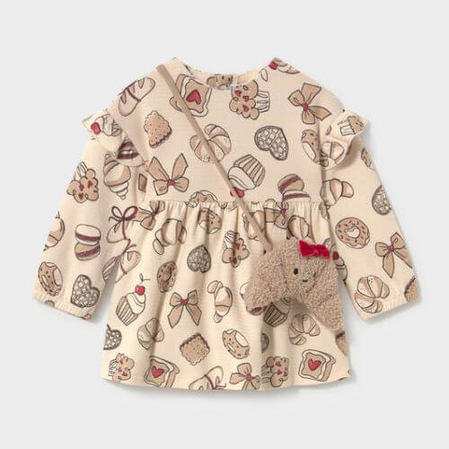 Rochie cu imprimeu si geanta fete Mayoral, Crem – 2936-090