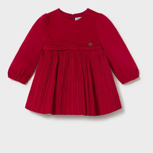 Rochie catifea cu pliuri bebe Mayoral, Rosu – 2902-089