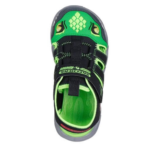 Sandale copii baieti cu LED din textil Skechers, Verde – 400613-BKLM